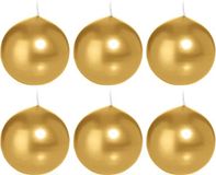 Trend Candles Bolkaars glad - 6x - goud - 7 cm - 16 branduren