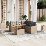 Maison Exclusive - Ensemble de meubles de jardin 6 pièces avec canapé et coussins, beige, en polyrotin