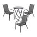 Mojawo Elegante 4-delige bistroset voor tuin, balkon en terras, bistrotafel + 3 stapelbare stoelen van metaal/textileen antraciet
