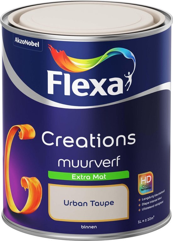 FLEXA Creations muurverf urban taupe extra mat 1 liter