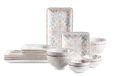 MÄSER 931226, Serie Nantes, Snackingset, 16-delig, grijs en roze porseleinen serviesset, mueslischaal, schaaltjes, platen voor 4 personen