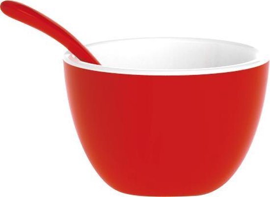 Zak!Designs Twotone Kom - Incl. Lepeltje - Melamine - Ø 7,5 cm - Rood/Wit