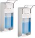 Merkloos Relaxdays Zeepdispenser Muur - Set van 2 - 500 ml - Elleboog - Desinfectie Dispenser - Handzeep - Zilver/Wit