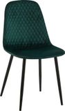 CLP Giverny Eetkamerstoel - Zonder armleuning - Metaal frame - groen Fluweel