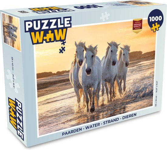 MuchoWow Puzzel Paarden - Water - Strand - Dieren - Legpuzzel - Puzzel 1000 stukjes volwassenen - Sinterklaas cadeautjes - Sinterklaas voor grote kinderen