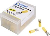 TRU COMPONENTS 1572191 Platte stekker (female) Insteekbreedte: 4.8 mm Insteekdikte: 0.5 mm 180 ° Deels geïsoleerd Geel 50 stuk(s)