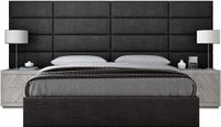 VANT VÄNT Panels - 4 Upholstered Headboard / Hoofdeinden - 76cm x 29cm - 4 Muur Panelen - Woven Black Denim