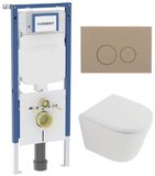Geberit QeramiQ Dely Toiletset - Diepspoel - Rimless - Inbouwreservoir - Softclose - Taupe Bedieningsplaat
