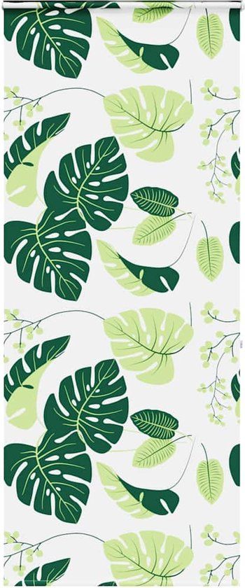vidaXL Doucherolgordijn met cassette - Groene bladeren - 90x240 cm