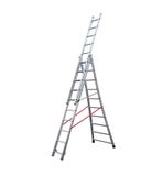 Hailo Échelle transformable base évasée 3 plans 3x10 échelons 6m80 en alu Premium