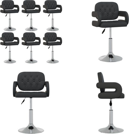 vidaXL Eetkamerstoelen draaibaar 6 st kunstleer zwart