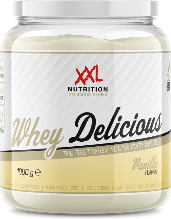 XXL Nutrition - Whey Delicious - Vanille - Wei Eiwitpoeder met BCAA &amp; Glutamine, Prote&#239;ne poeder, Eiwit shake, Whey Protein - 450 gram
