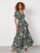 Apricot Maxi-jurk met sjaalprint en smockwerk