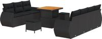 vidaXL Tuinbank Set met Kussen en Opslag - 10 Stuks - Zwart - Poly Rattan