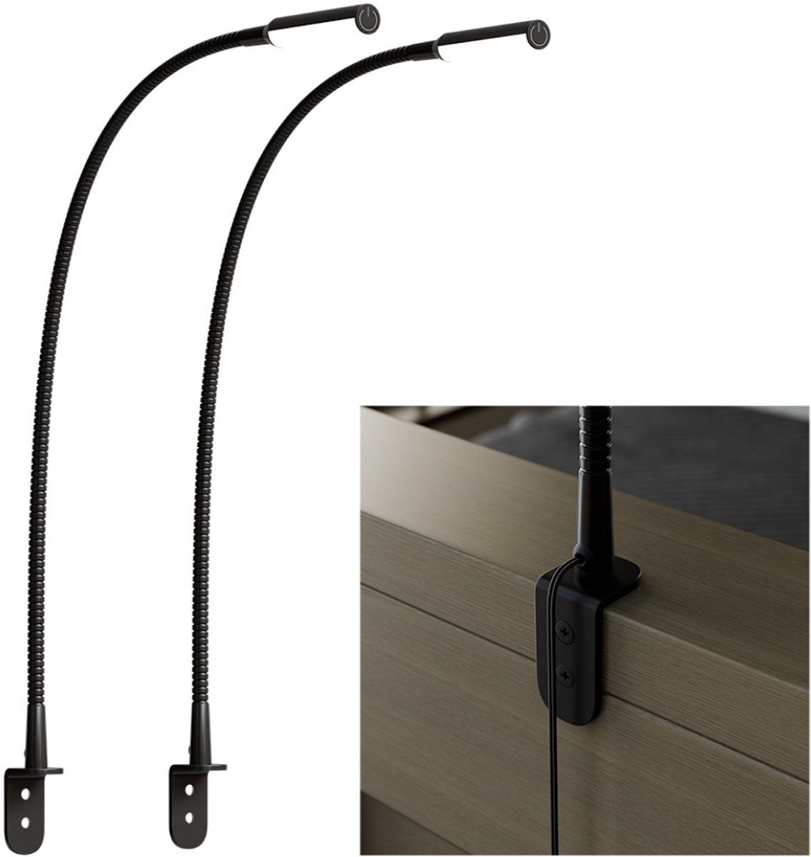 Nolt Leeslamp voor in Bed - Nachtlampje Dimbaar - 2 Bedlampjes - Bedlamp Slaapkamer - Leeslampjes Hoofdbord - Leeslampje Volwassenen