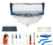 Kit de nettoyage pour climatiseurs, adapté aux unités split, PVC, type D, bleu/blanc