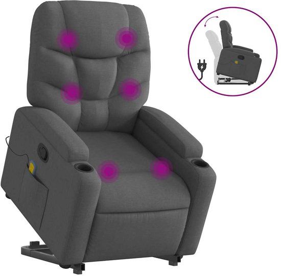 vidaXL Sta-op-massagestoel verstelbaar stof donkergrijs