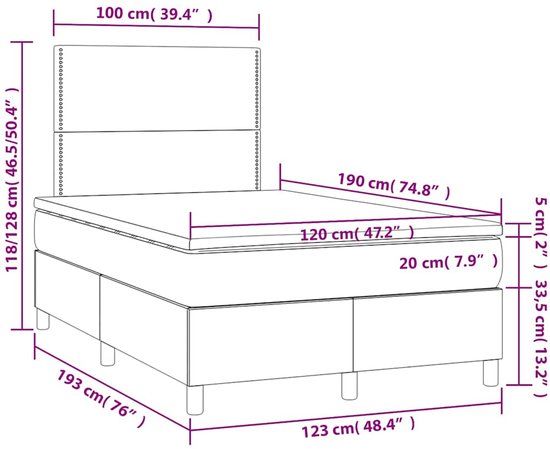 vidaXL Boxspring met matras fluweel donkergroen 120x190 cm