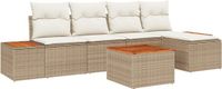 vidaXL Tuinbank Set met kussen 6 pcs Beige Poly rattan