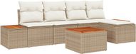 vidaXL Banc de jardin avec coussin 6 pcs Beige Poly rotin