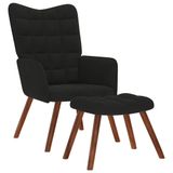 VidaXL Relaxstoel met kruk, zwart fluweel