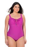 Ulla Popken Badpak, plooien, beugel, zonder softcups, gerecycled, eendelig badpak voor dames