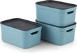 Rotho Jive opbergboxen set van 3 opbergdozen 5 l met deksel, kunststof (PP recycled), turquoise/antraciet