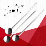 Fackelmann Set van 3 herbruikbare rietlepel 18 cm RVS Grijs