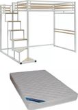 Vente-unique Lit mezzanine métal blanc 140 x 200 cm
