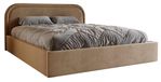 Emporius Lit Avec Tête De Lit Arrondie 160x200 Dune, Coffre, Sommier - Tissu Velours, Latte