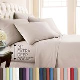 Southshore Fine Living, Inc. Beddengoed met extra diepe zakken, krimpt niet, 1 laken, 1 hoeslaken, 4 kussenslopen, 6-delig, kingsize, bot