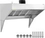 Vevor Commerciële Afzuigkap, 8ft Foodtruck Afzuigkap, Roestvrijstalen Wandkap Voor Concessieaanhangwagen met 4 Verwijderbare U-Vormige Oliefilternetten, Roestbestendige Afzuigkap