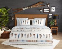 Good Morning Dekbedovertrek Veren Boho-thema 140x200/220 cm Blauw Katoen Flanel