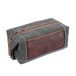 LONDO Genuine Leather Canvas Toiletry Bag (DBrown)