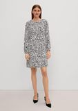 comma - Vrouwen - Gedessineerde viscose jurk - Zwart/Wit