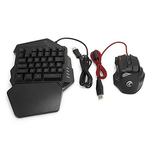 Jectse Eenhandig gamingtoetsenbord en muisset, eenhandige mechanische gamingmuistoetsenbordcombinatieset, accessoire voor computergames,