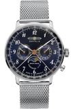 Zeppelin Mod. 7036M-3 Heren Polshorloge Analoog Quartz RVS Zilverkleurig Blauw 40mm 5 ATM