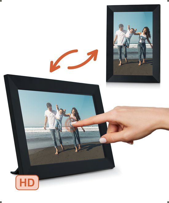 Pora&co Digitale fotolijst met WiFi en Frameo App - 8 inch - Zwart - Touchscreen