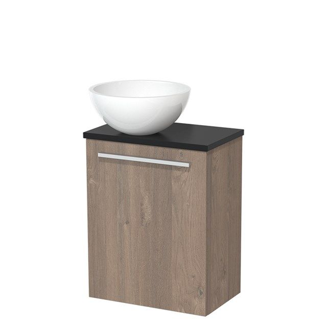 Maxaro Modulo Toiletmeubel - 41 cm - Middenbruin Eiken - Mat Zwart