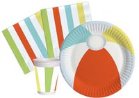 Tableware Ciao - Party Table Kit Summer Party for 8 people (36 pcs: 8 plates Ø23cm, 8 cups 250ml, 20 napkins 33x33cm) in eco-friendly compostable paper