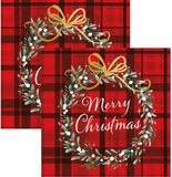 Ambiente Serviettes de Noël - 40 pièces - à carreaux rouges - 33 x 33 cm - Merry Christmas - déjeuner/dîner