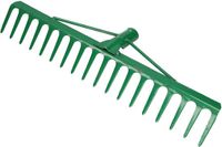 KOTARBAU® Tuinhark, Gazonhark, Bladhark, Metaal, 47,5 cm, Groen, Tuinhark voor Gazon, 18 Tanden, Stevige Hark, Waaierbezem, Robuust Tuingereedschap, zonder Steel
