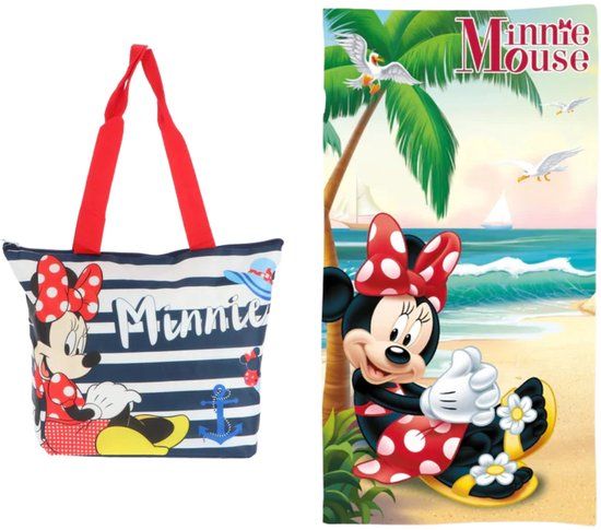 4KidsOnly Mister License Minnie Mouse strandset; strandtas en strandlaken