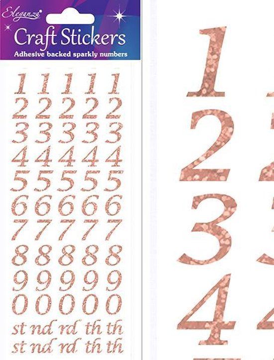 Oaktree - Cijfer Stickers Rose Gold Cursief - Per Vel