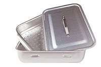 Pentole Agnelli Professioneel Aluminium 3 Mm. Rechthoekige stoomboot met deksel, lengte 50 cm, Zilver, One Size