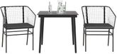 vidaXL Ensemble de jardin 3 pièces avec coussins, poly rotin, verre, noir