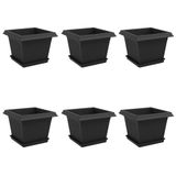 vidaXL Plantenpotten - 6 stuks - Zwart - 23 x 23 x 17,5 cm - Kunststof