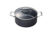 Kyocera Keramische kookpan, kookpan met keramische antiaanbaklaag, 24 cm, vrij van PFAS/PTFE, handgrepen van roestvrij staal, geschikt voor alle warmtebronnen, inclusief glazen deksel, CSTP-09