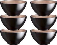 Luminarc Kommetjes/soepkommen/schaaltjes voor dessert/ontbijt - 6x - Glas - D13 x 6 cm - zwart