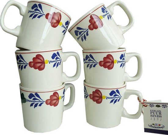 Boerenbont Roeland Mok - 220ml - Set van 6 - Aardewerk - Multicolour